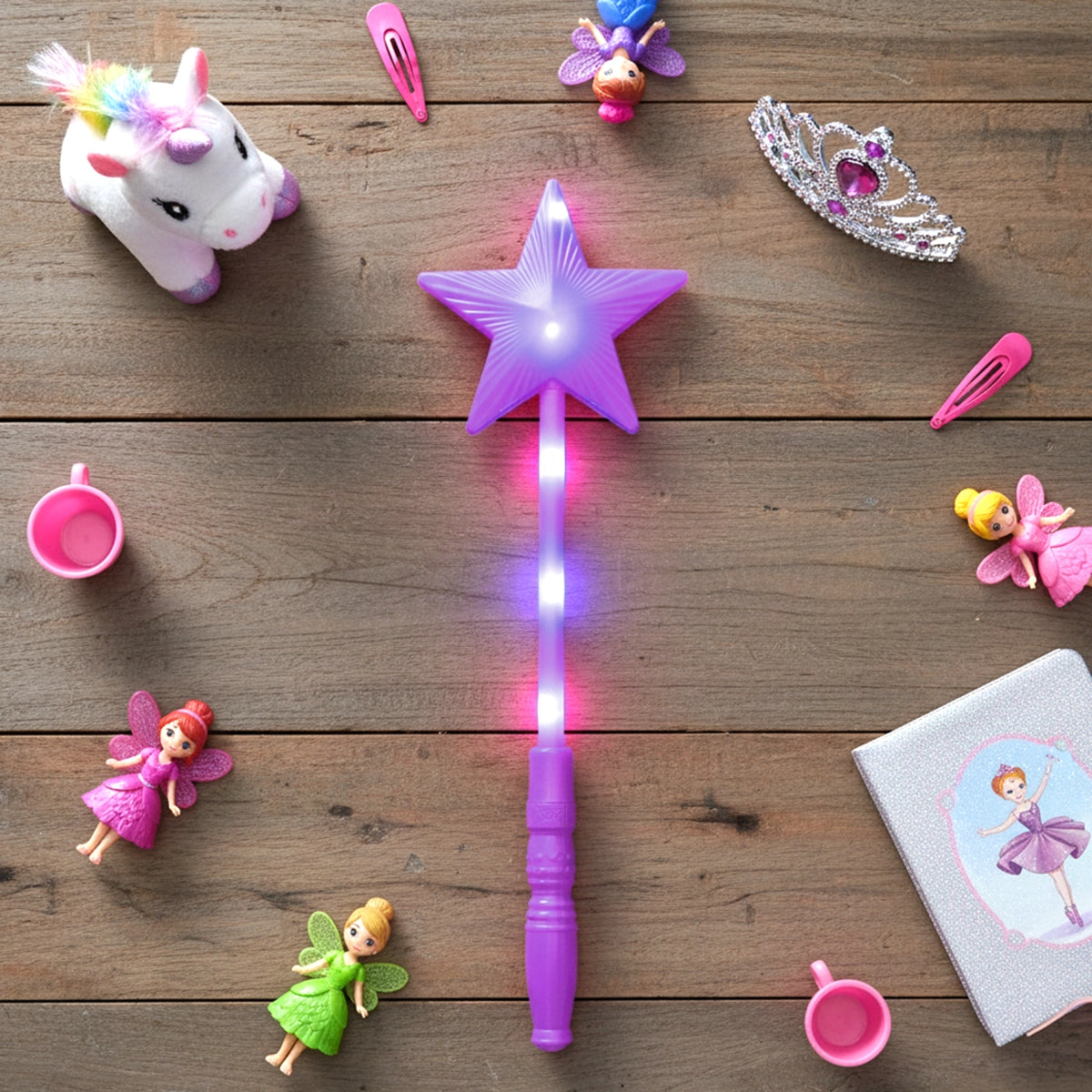 Varita de Luz con Estrella, Color Morado