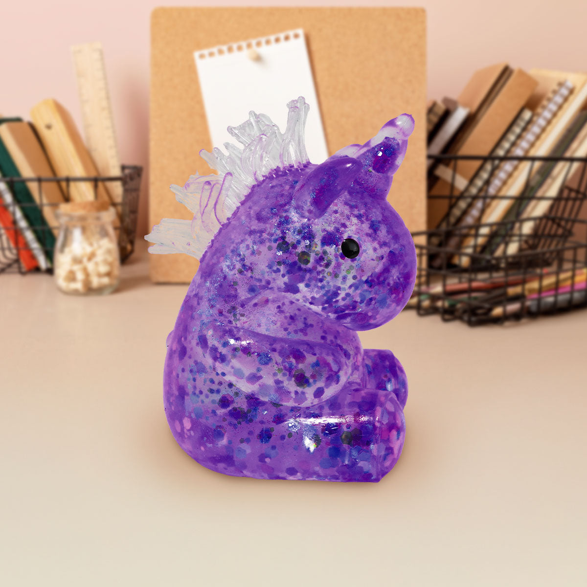 Squishy Unicornio con Glitter, Color Morado