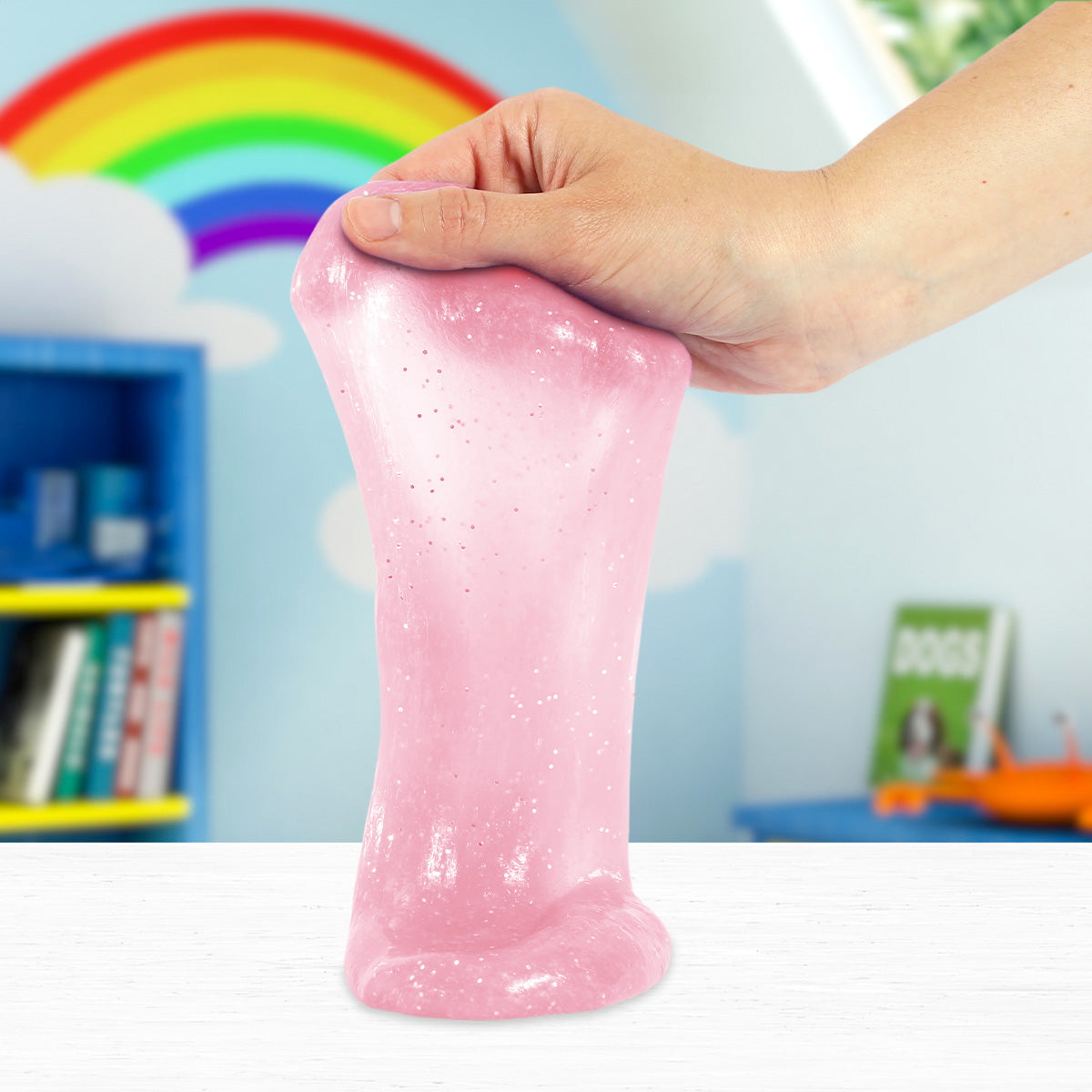 Slime Cristalino, Envase Abeja, Color Rosa