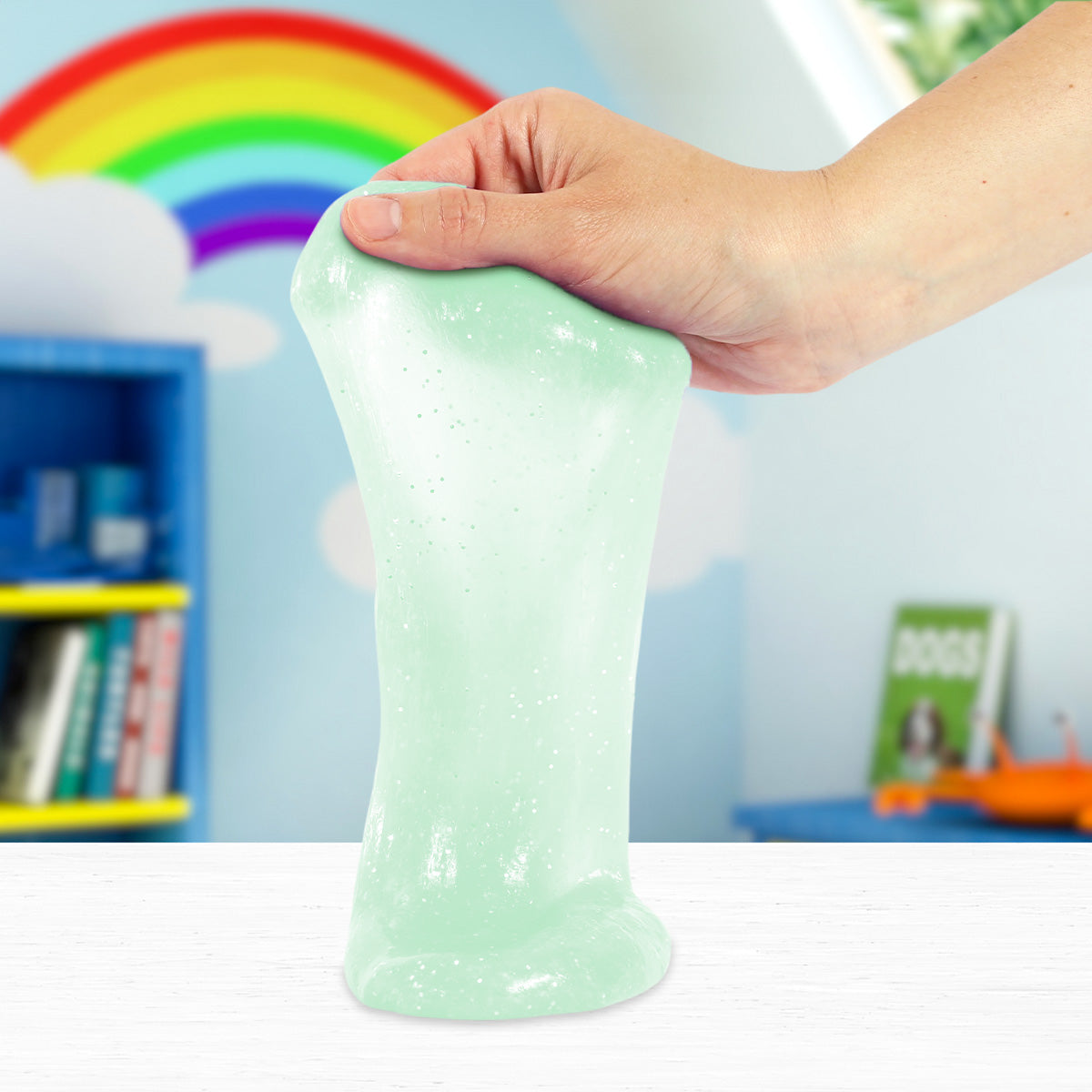 Slime Cristalino, Envase Abeja, Color Verde