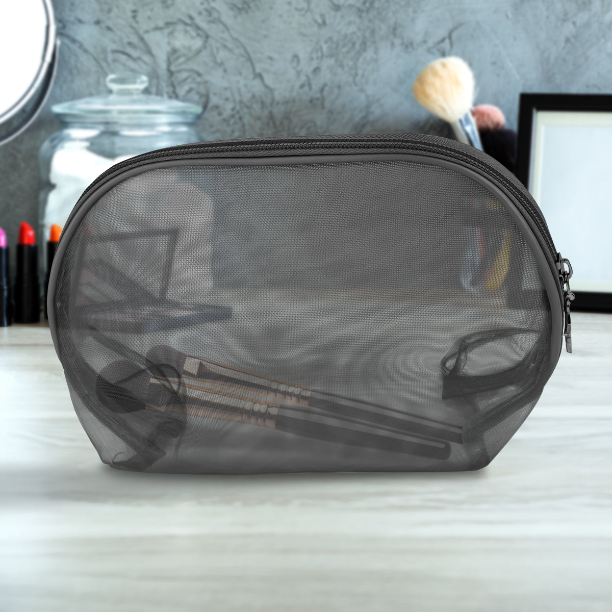 Cosmetiquera Mesh, Color Negro