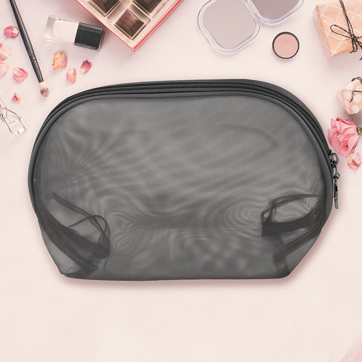 Cosmetiquera Mesh, Color Negro