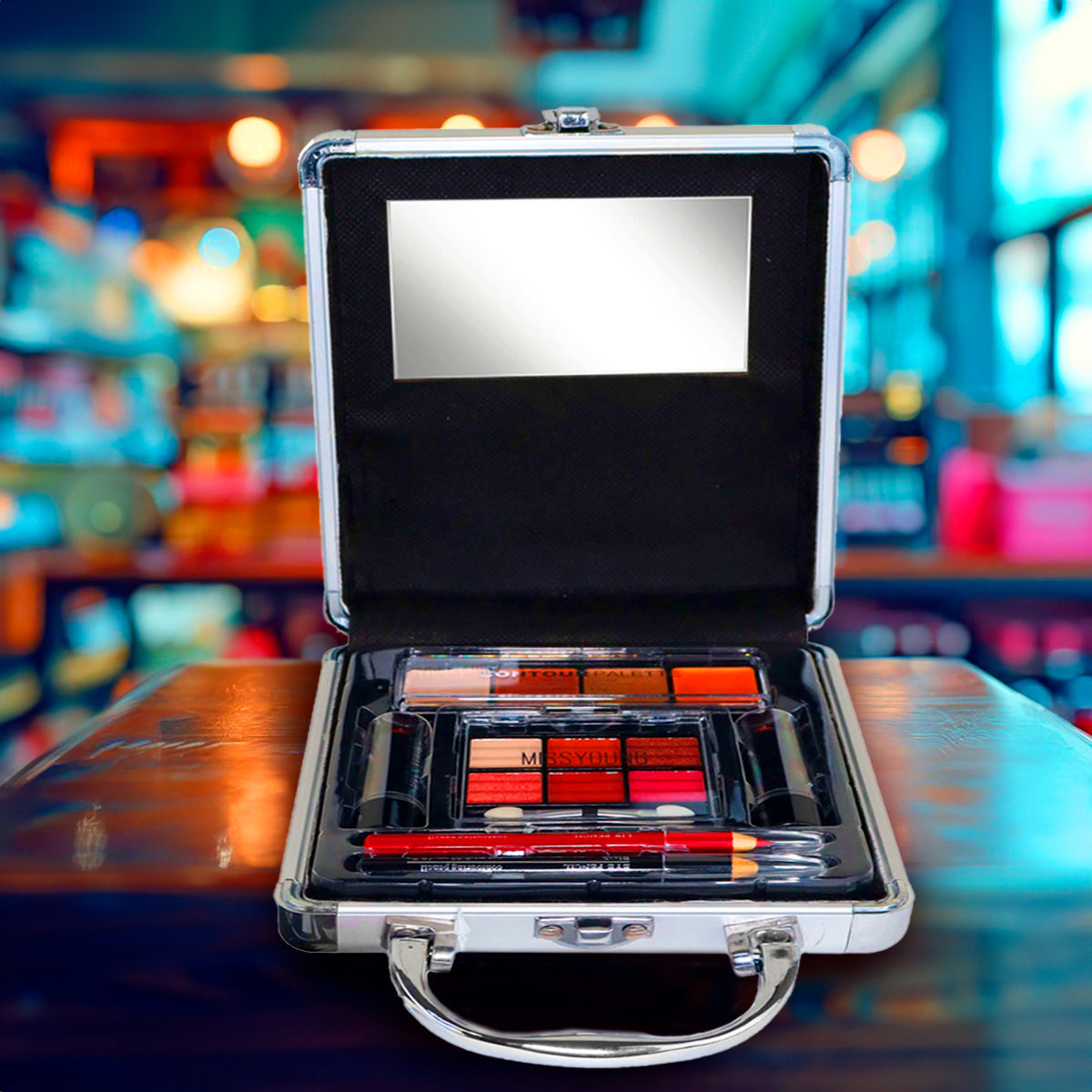 Kit de Maquillaje MISSYOUNG, Portafolio Plateado