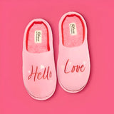 Pantuflas, Color Rosa, Diseño "Hello-Love"