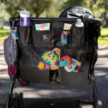 Organizador Doble para Cochecito con Compartimento de Malla, Color Negro