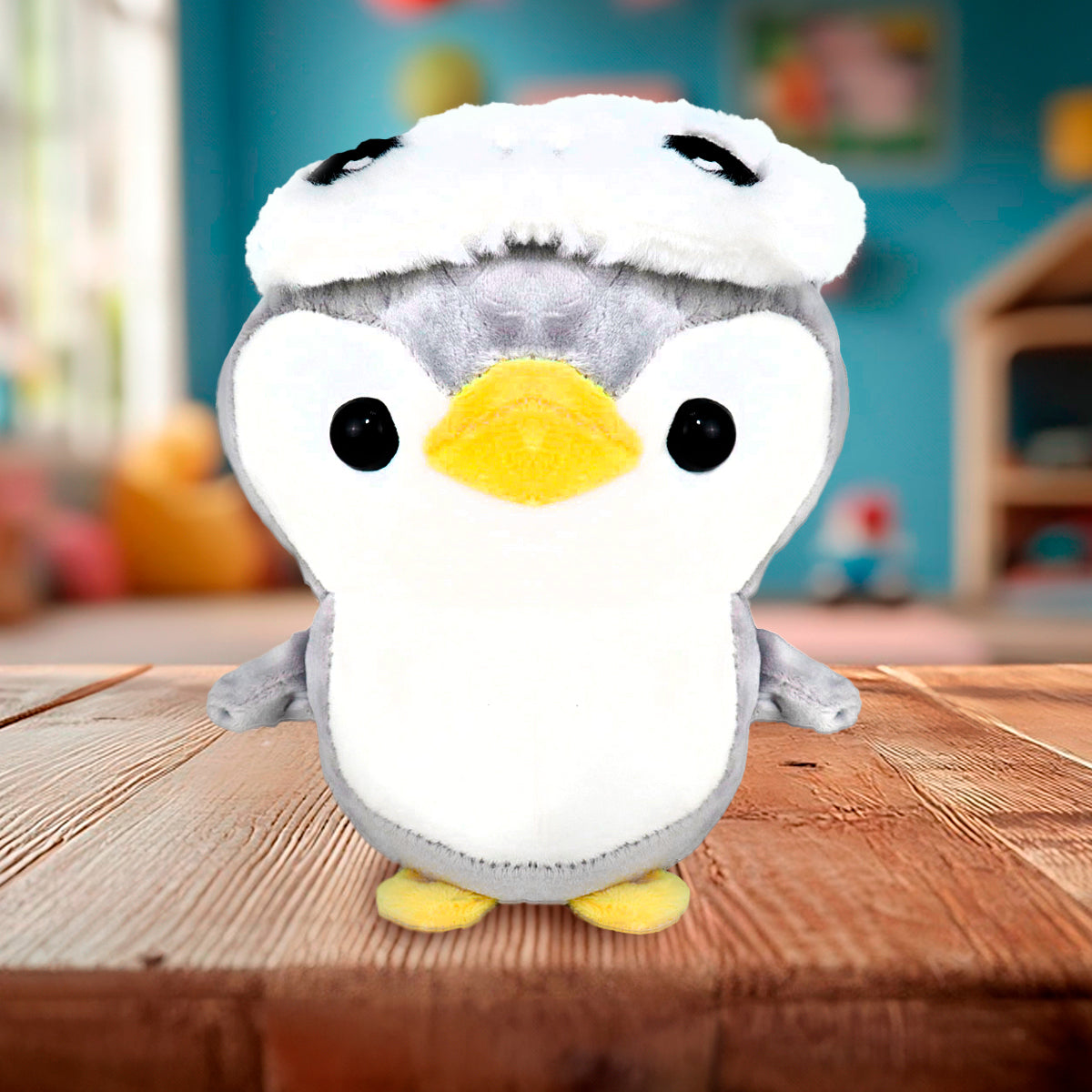 Peluche Pingüino Gris con Antifaz