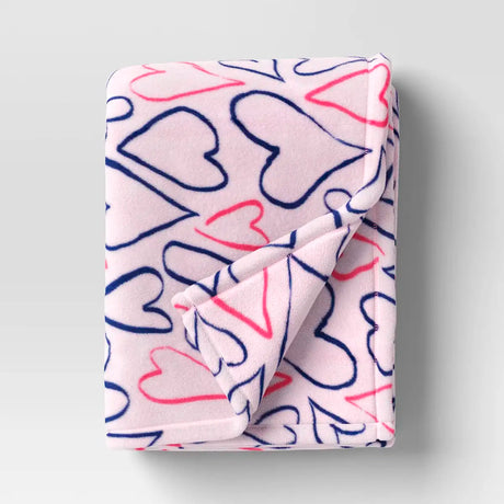 Manta de Felpa, Diseño Corazones, Color Rosa, Room Essentials