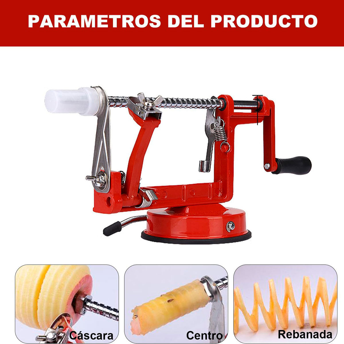 Pelador de Manzana, Rebanador y Descorazonador Manual