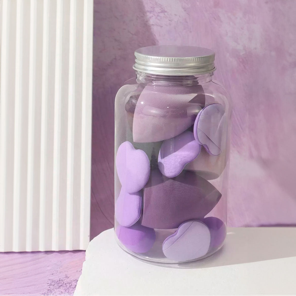 Kit de Esponjas y Borlas de Maquillaje, Color Morado