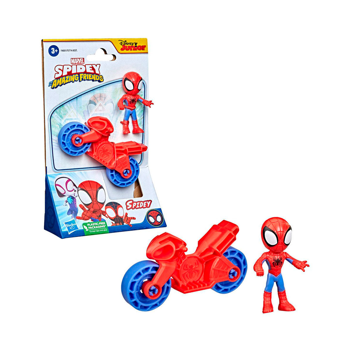 Figura de Spiderman y Motocicleta