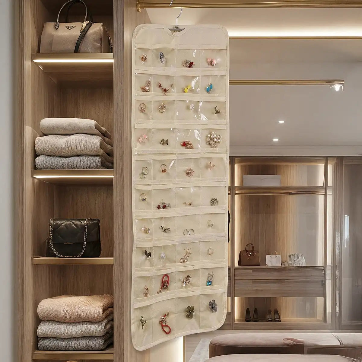 Organizador Colgante de Joyería de Doble Cara para Armario