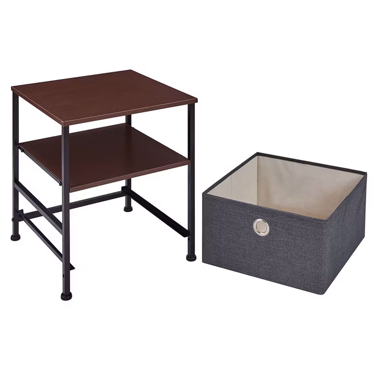 Mesa Auxiliar Moderna con Cajón de Tela Gris, Danya B