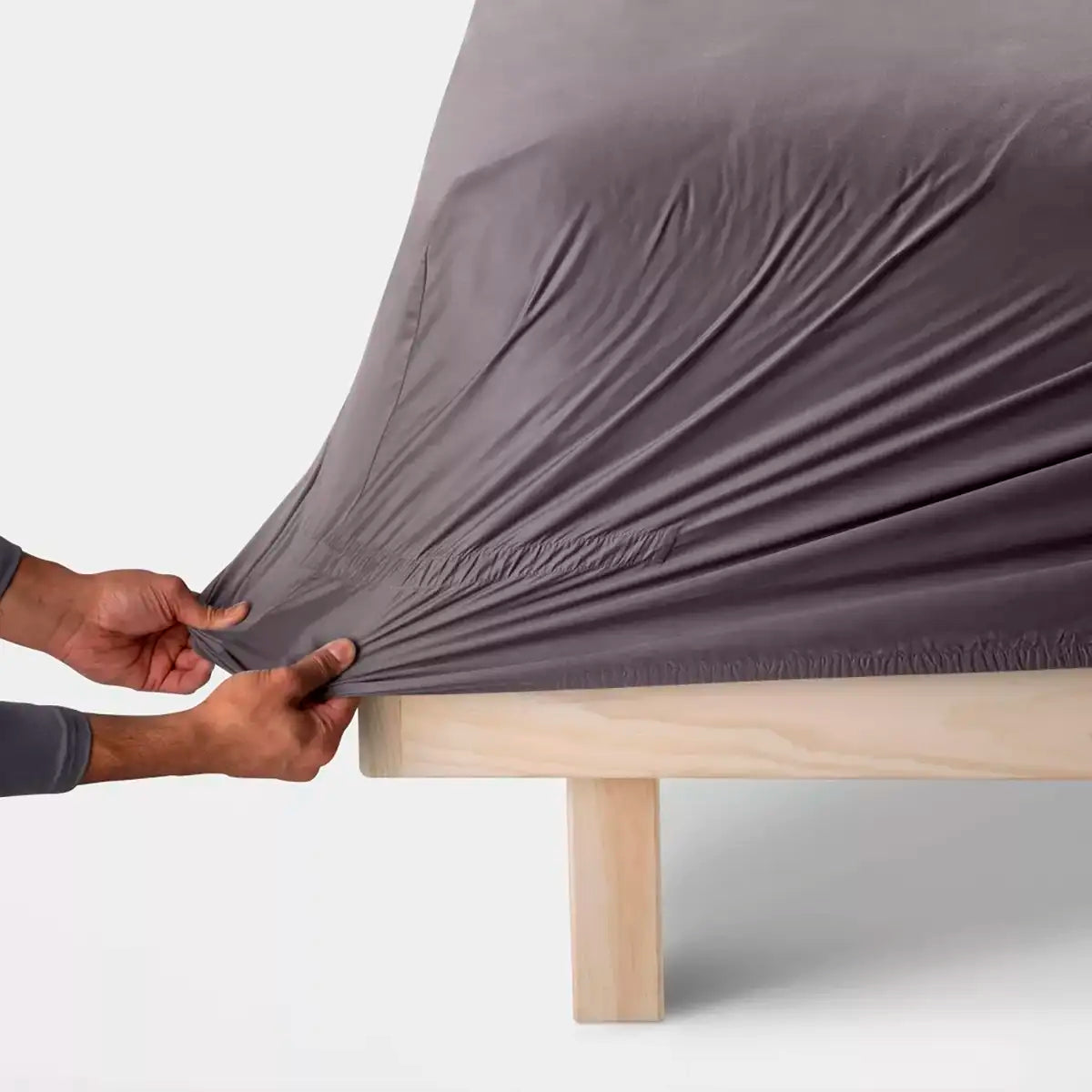 Sábana Plana 400 Hilos, Queen, Color Gris, Threshold