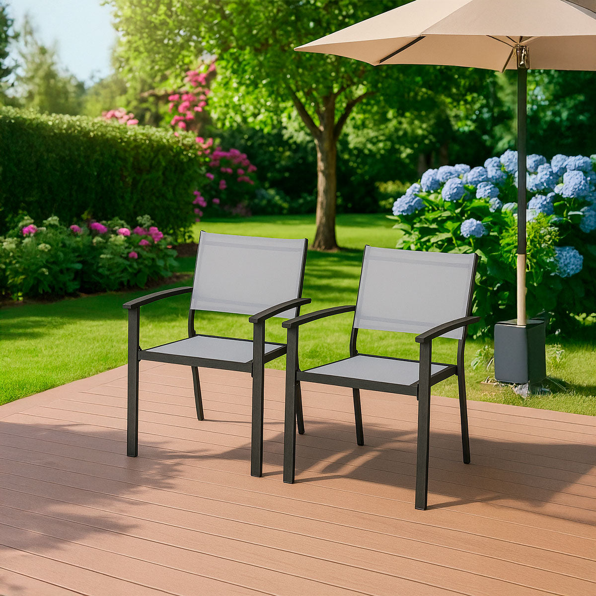 Set de 2 Sillas de Comedor para Exteriores, Ryegate, Color Gris Desgastado