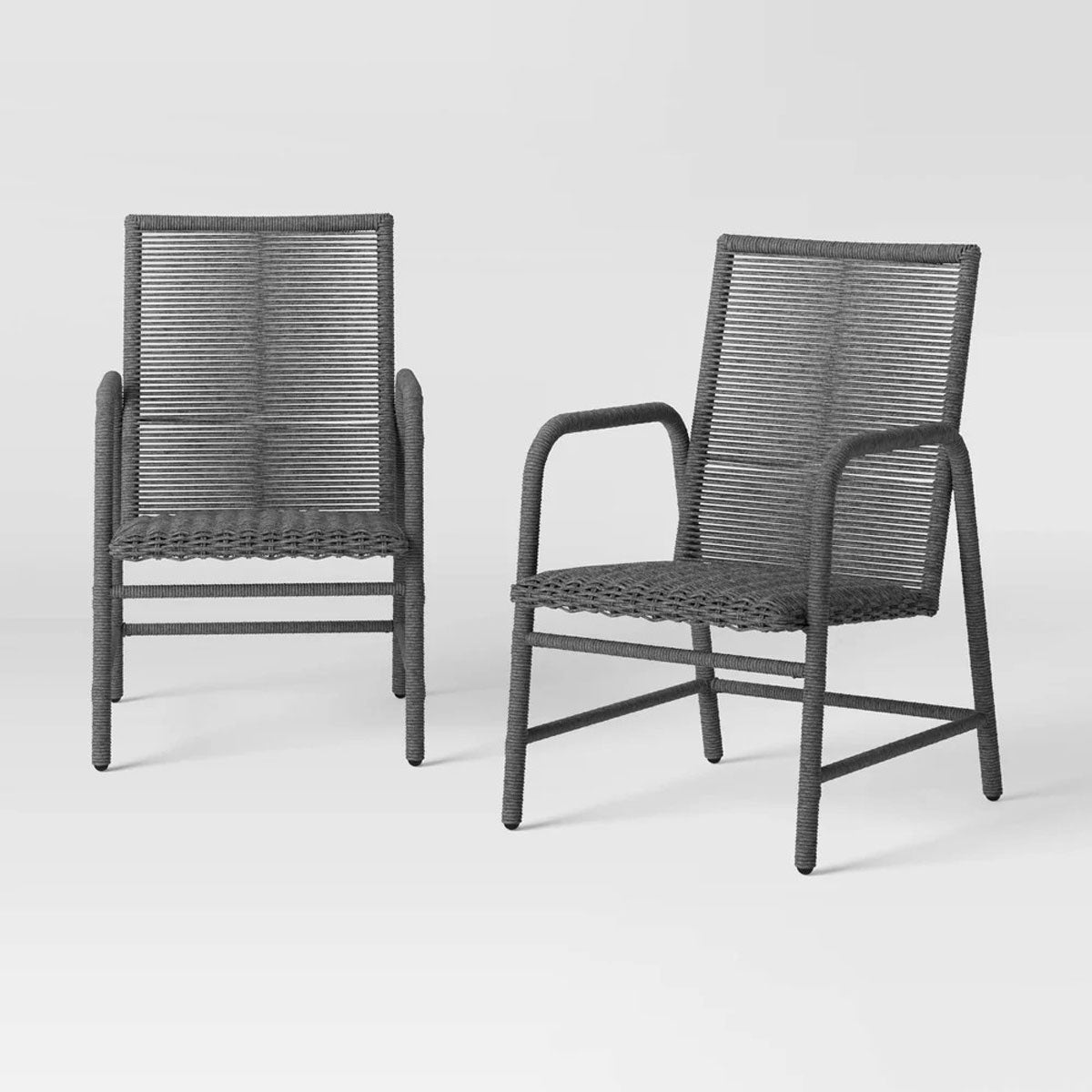 Set de 2 Sillas de Patio Acolchados de Mimbre, Color Gris, Threshold