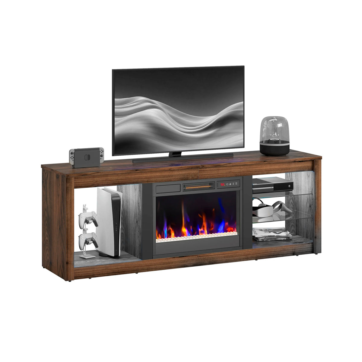 Mueble Moderno para TV con Chimenea Eléctrica y Luces LED, Bestier
