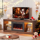 Mueble Moderno para TV con Chimenea Eléctrica y Luces LED, Bestier