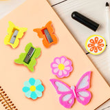 Set de Sacapuntas Mariposa + Gomas, 6 pzas