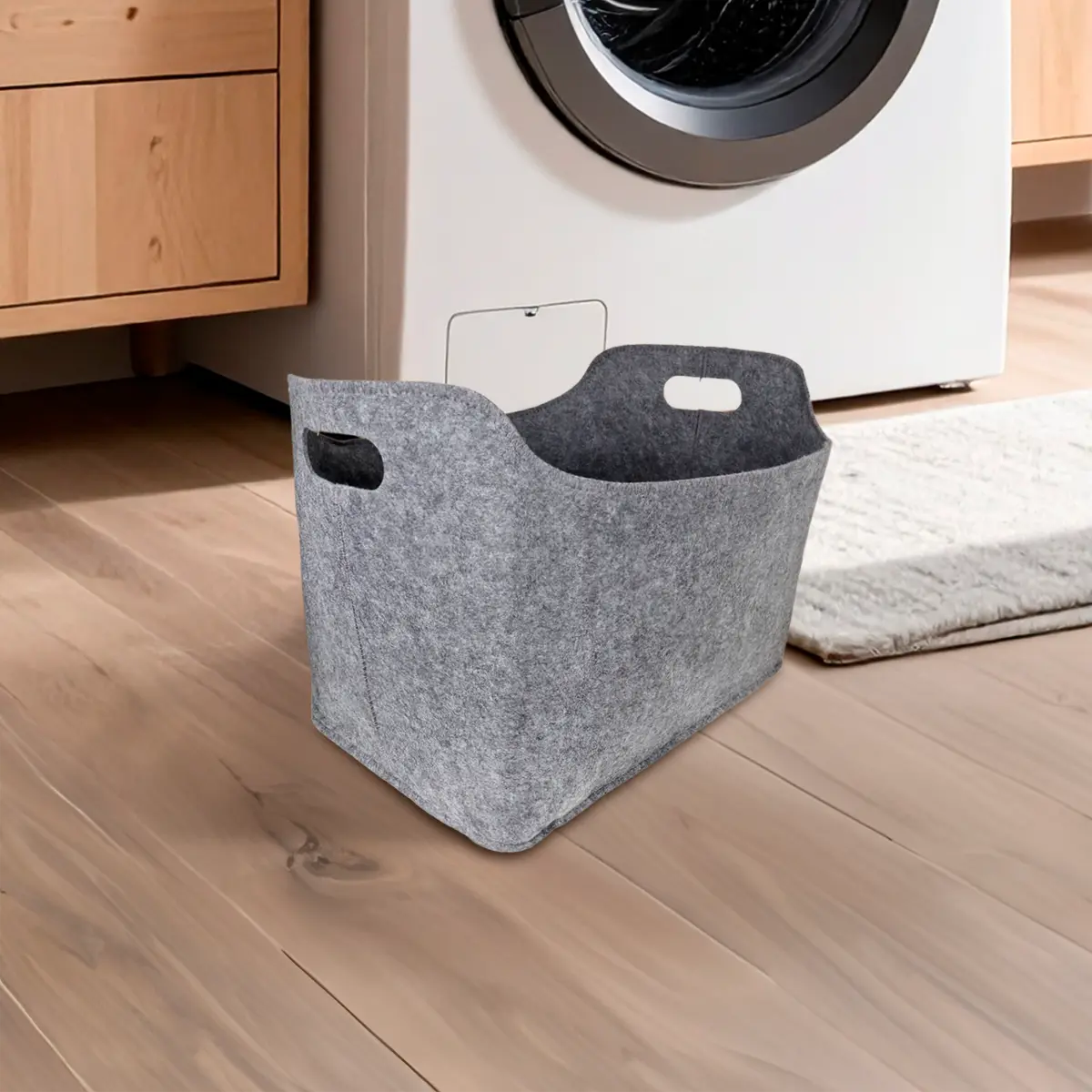 Cesto para Almacenamiento de Tela, Color Gris