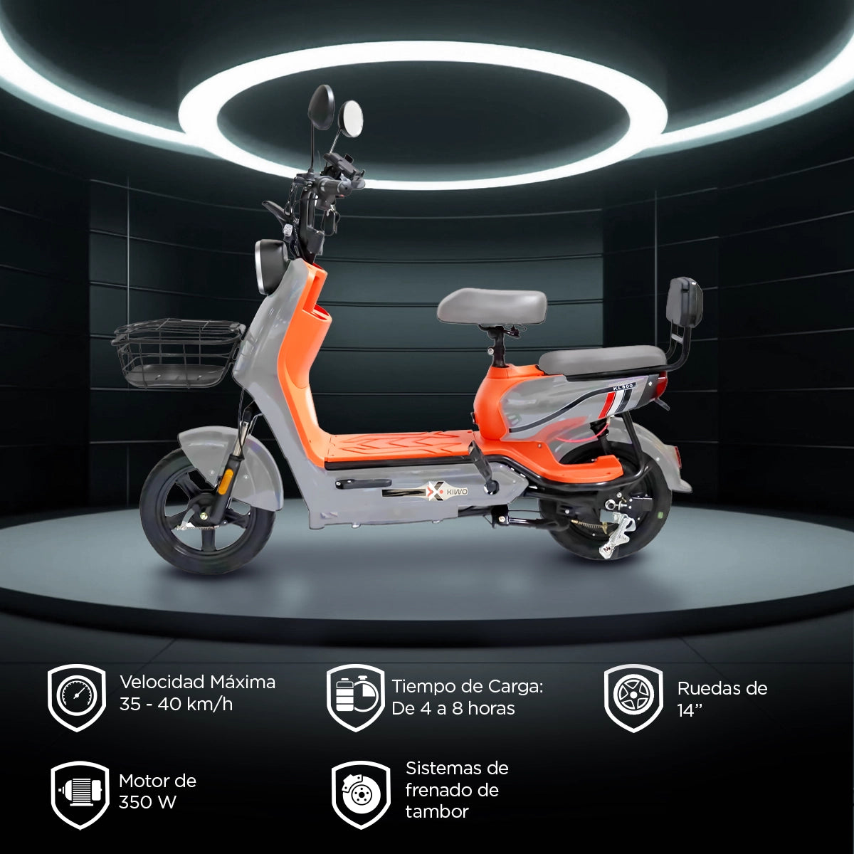 Bicicleta Eléctrica Gris con Naranja Kiwo KL 800