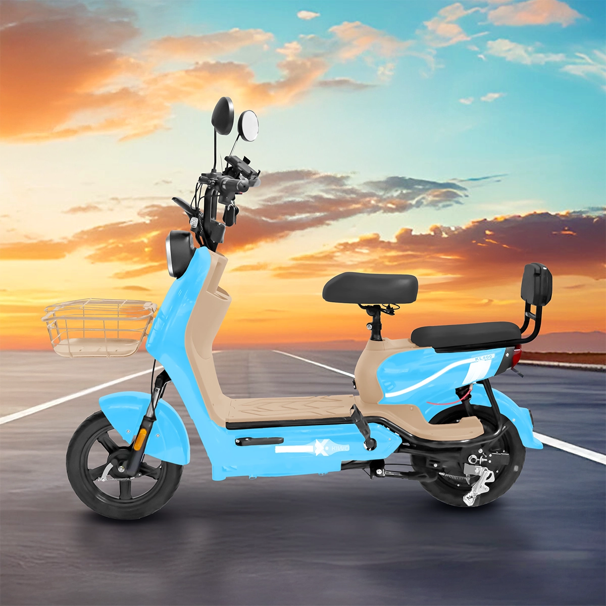 Bicicleta Eléctrica, Kiwo, KL 800, Color Azul Claro