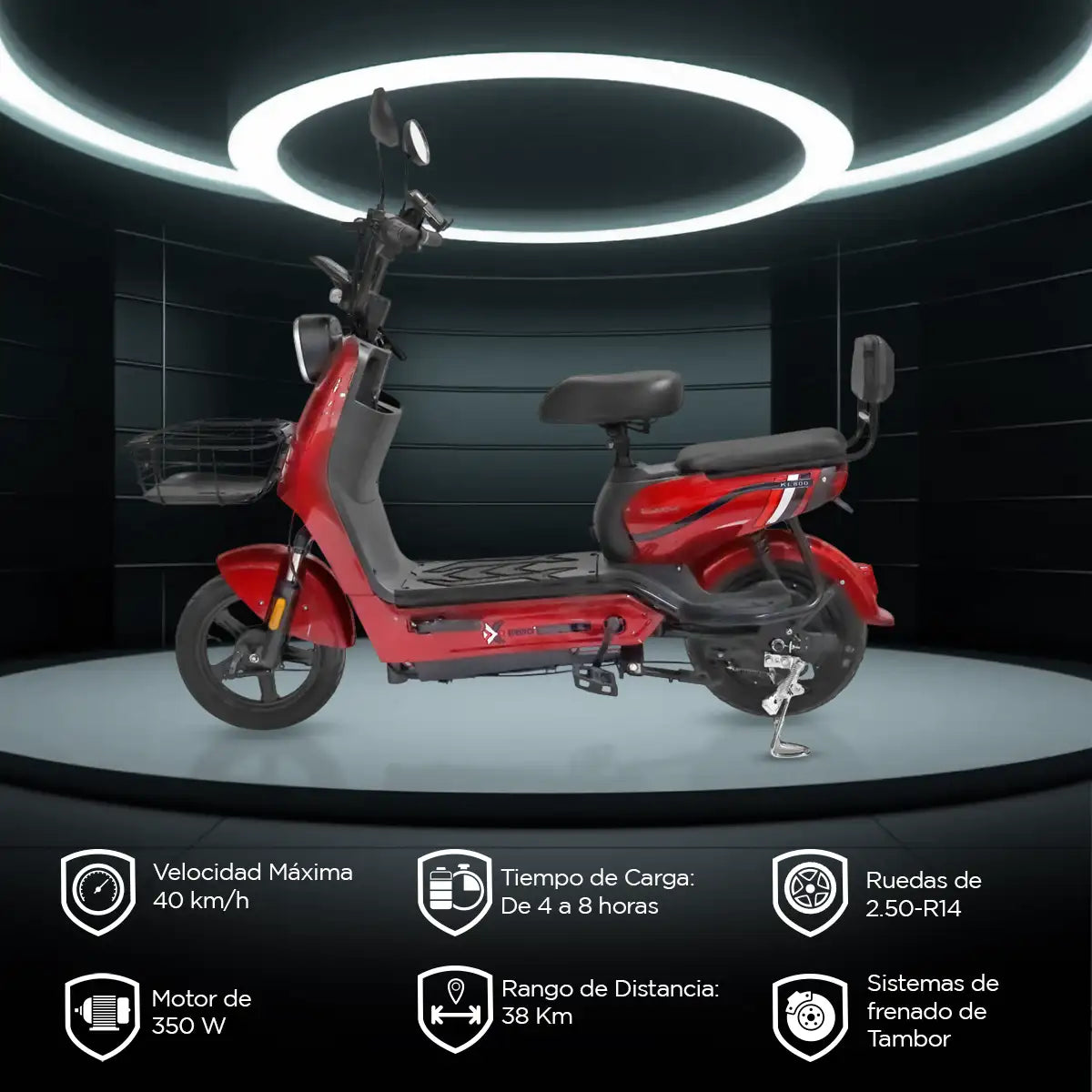 Bicicleta Eléctrica Rojo con Negro Kiwo KL 800