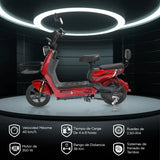 Bicicleta Eléctrica Rojo con Negro Kiwo KL 800