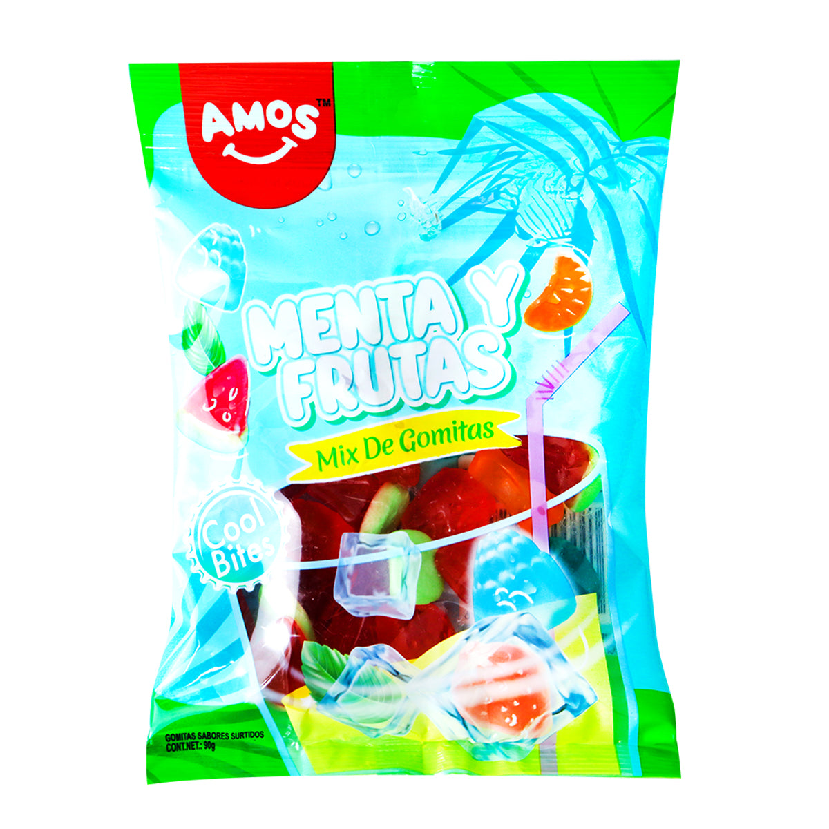 Gomitas, Menta y Frutas, Amos, 90 g