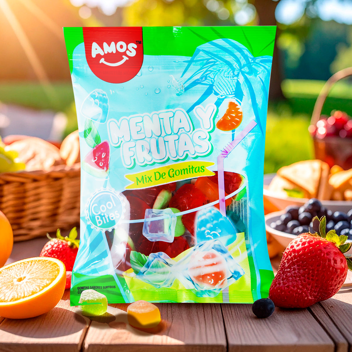 Gomitas, Menta y Frutas, Amos, 90 g
