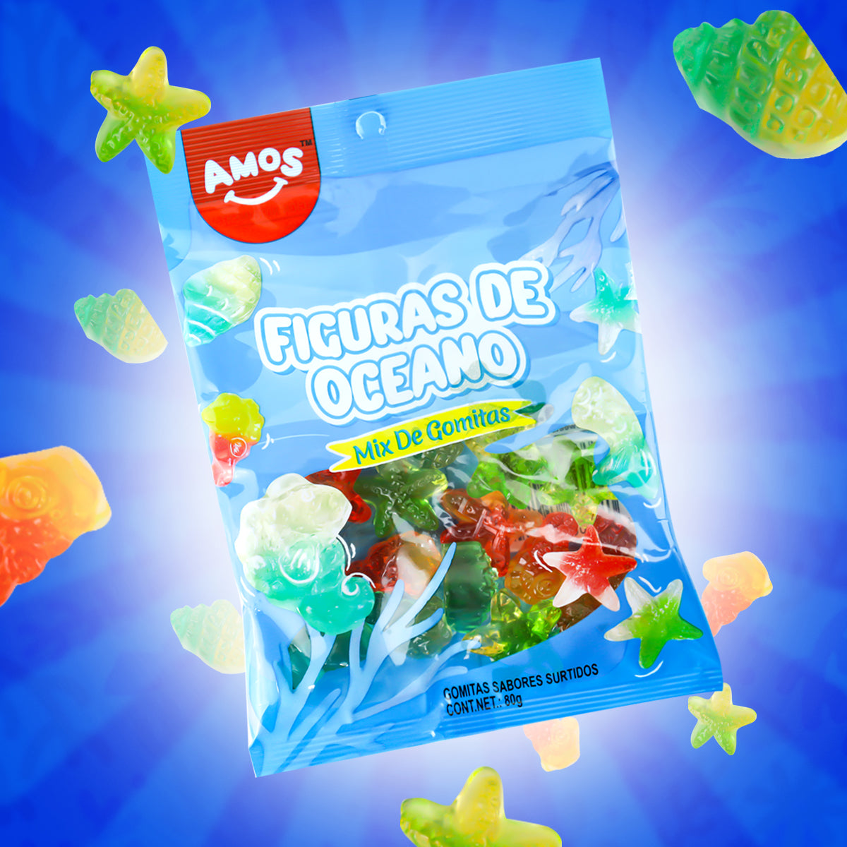 Gomitas, Figuras de Océano, Amos, 80 g