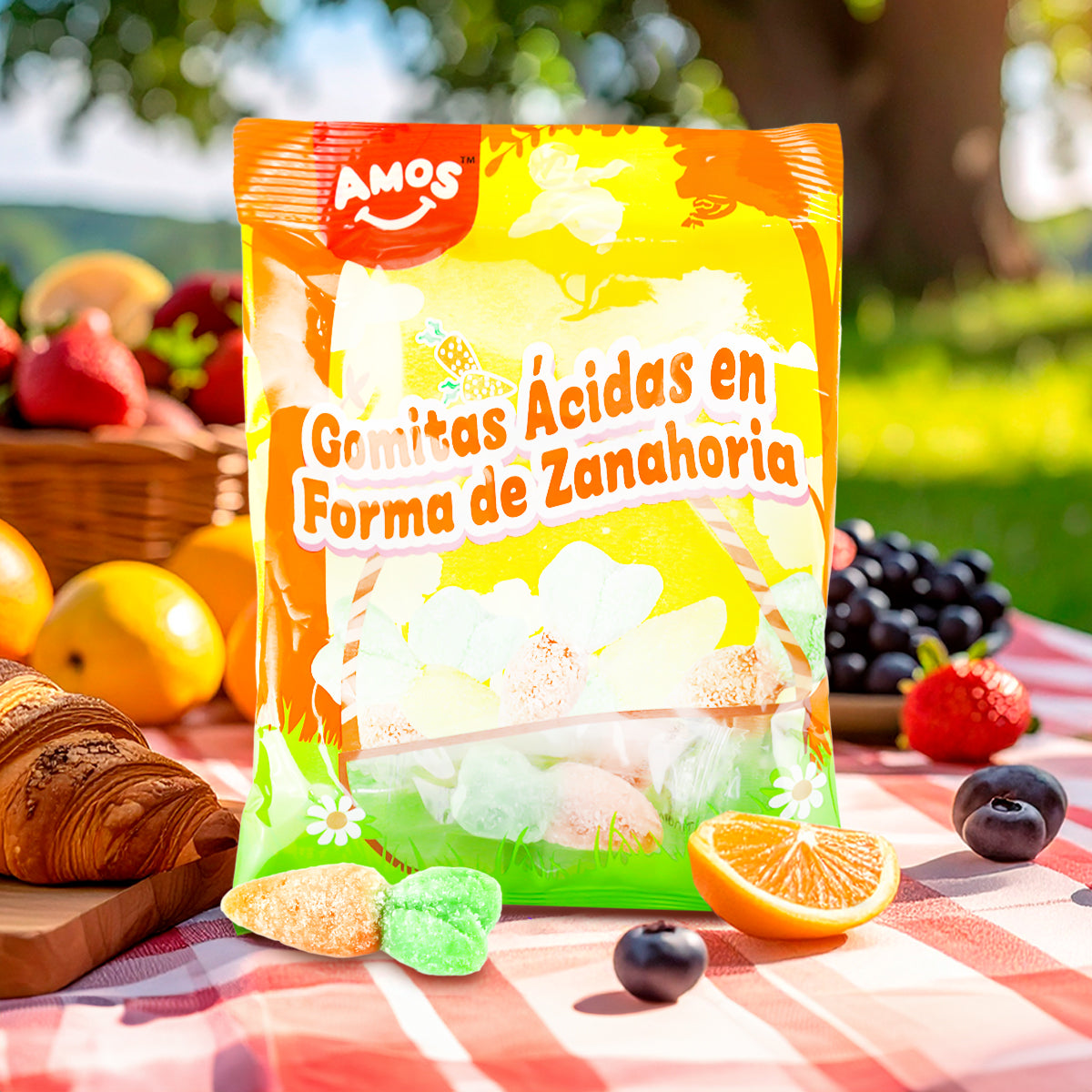 Gomitas Ácidas en Forma de Zanahoria, Amos, 80 g