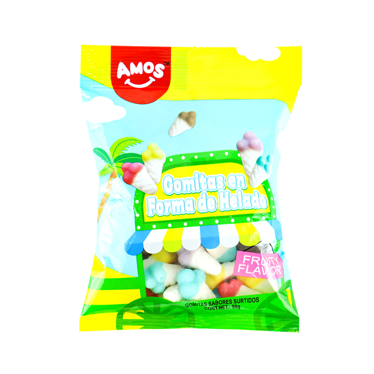 Gomitas en Forma de Helado, Sabor Frutal, Amos, 90 g