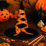 Sombrero de Bruja Negro Decorado con Listón Naranja