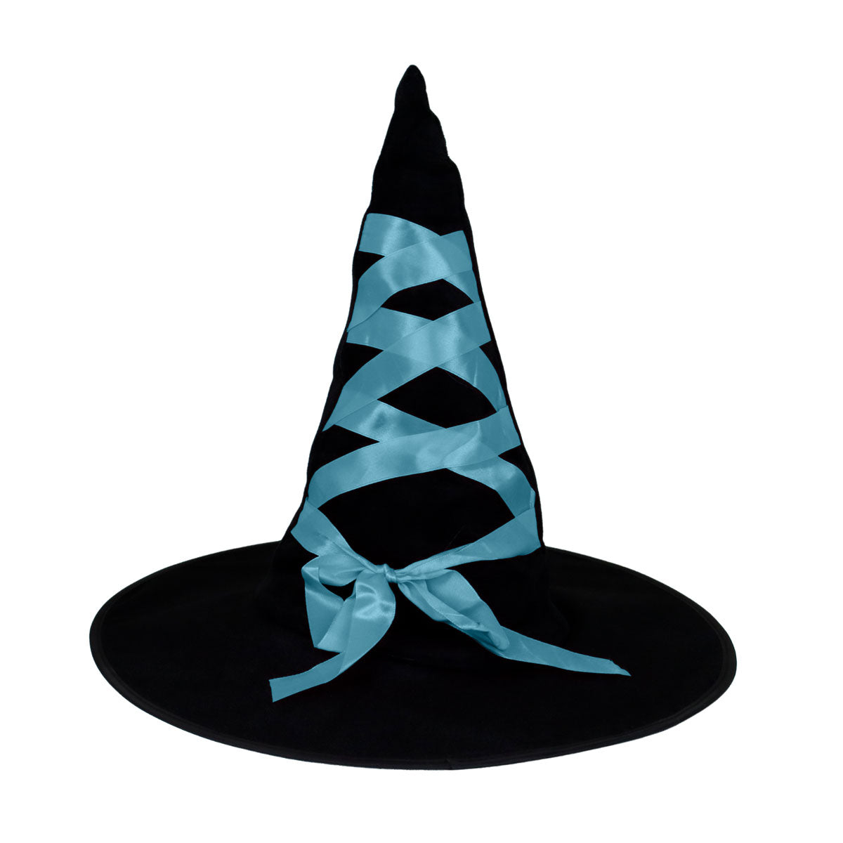 Sombrero de Bruja Negro Decorado con Listón Azul