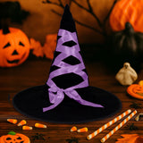 Sombrero de Bruja Negro Decorado con Listón Lila