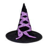 Sombrero de Bruja Negro Decorado con Listón Lila