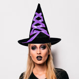 Sombrero de Bruja Negro Decorado con Listón Lila