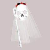 Media Máscara, Cráneo con Velo, Disfraz de Halloween