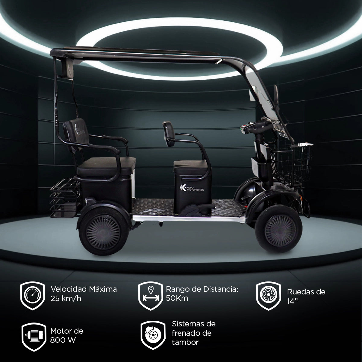 Kiwo, Vehículo Eléctrico con Techo, Modelo BTY001, Color Negro