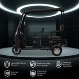 Kiwo, Triciclo Eléctrico con Techo, Modelo BTY002, Color Negro