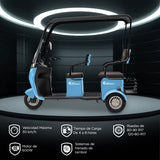 Kiwo, Triciclo Eléctrico con Techo, Modelo BTY002, Color Azul Cielo