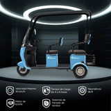 Kiwo, Triciclo Eléctrico con Techo, Modelo BTY002, Color Azul Cielo