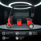 Kiwo, Triciclo Eléctrico con Techo, Modelo BTY002, Color Rojo