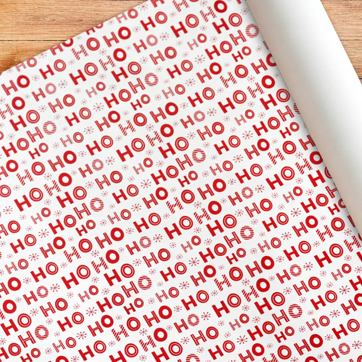 Papel para Envolver Regalos Navideño, HOHOHO, Color Blanco
