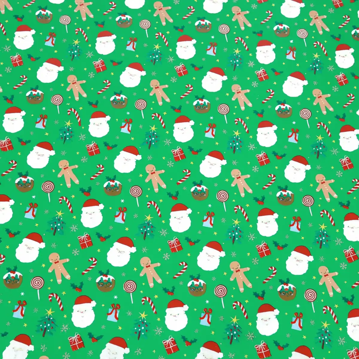 Papel para Envolver Regalos Navideño, Galletas de Jengibre, Color Verde