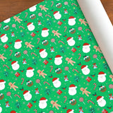 Papel para Envolver Regalos Navideño, Galletas de Jengibre, Color Verde