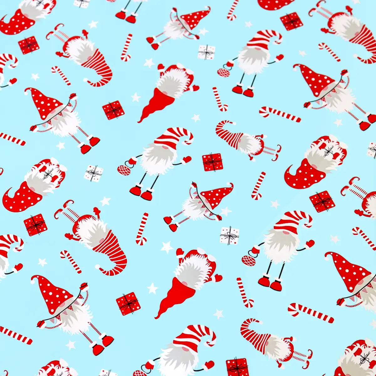Papel para Envolver Regalos Navideño, Gnomo, Color Azul