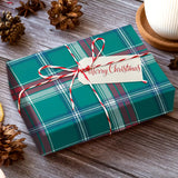 Papel para Envolver Regalos Navideño, Diseño Cuadros, Color Verde