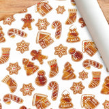 Papel para Envolver Regalos Navideño, Galletas de Jengibre, Color Blanco