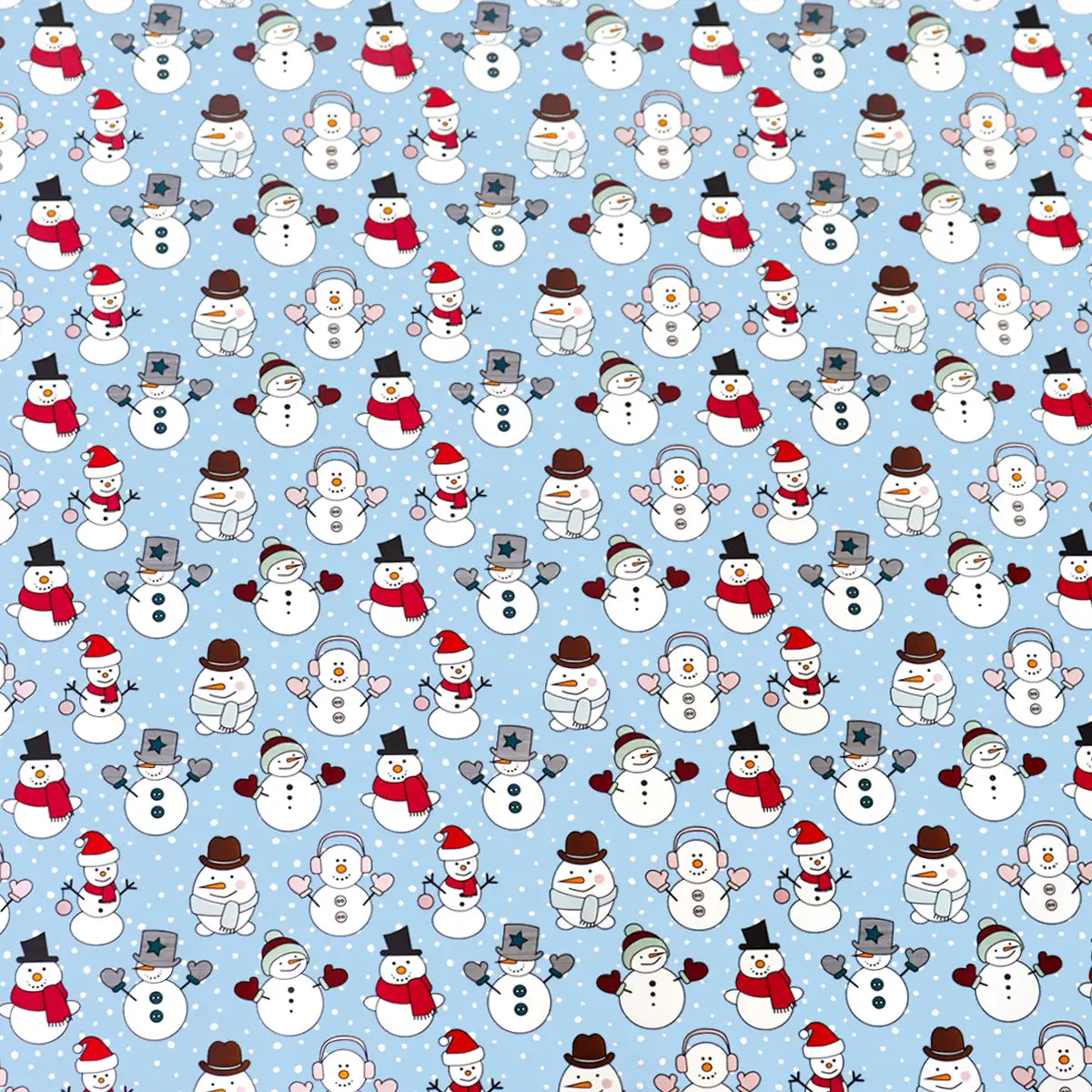 Papel para Envolver Regalos Navideño, Muñeco de Nieve, Color Azul